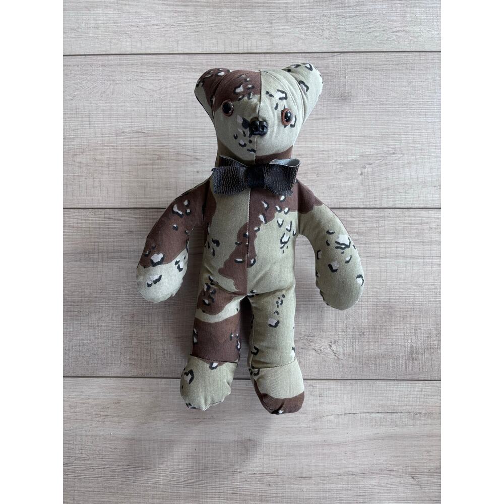Handmade Camouflage Teddy Bear Military Stuffed Animal Plush Keepsake Toy